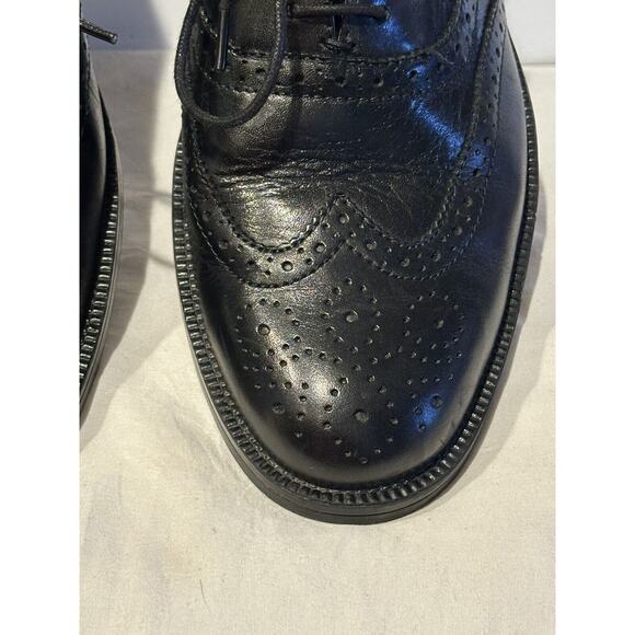 G.H. Bass Shoes Men 8.5 M Oxford Lace up Black Leather Wing Tip - Picture 3 of 10